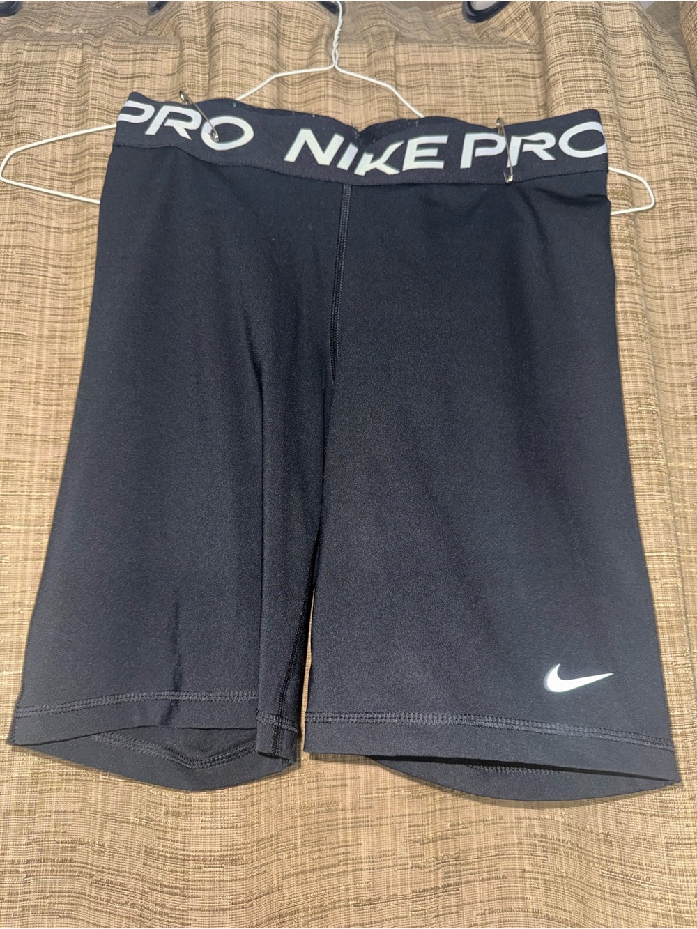 Nike Black Compression Shorts with White Swoosh